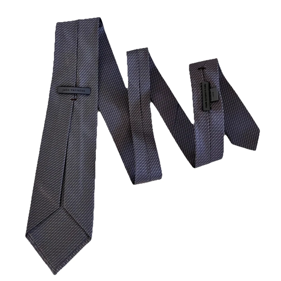 John Varvatos Necktie Gray/Purple Geometric 100% Silk Hand Made in Italy - Image 2 of 4