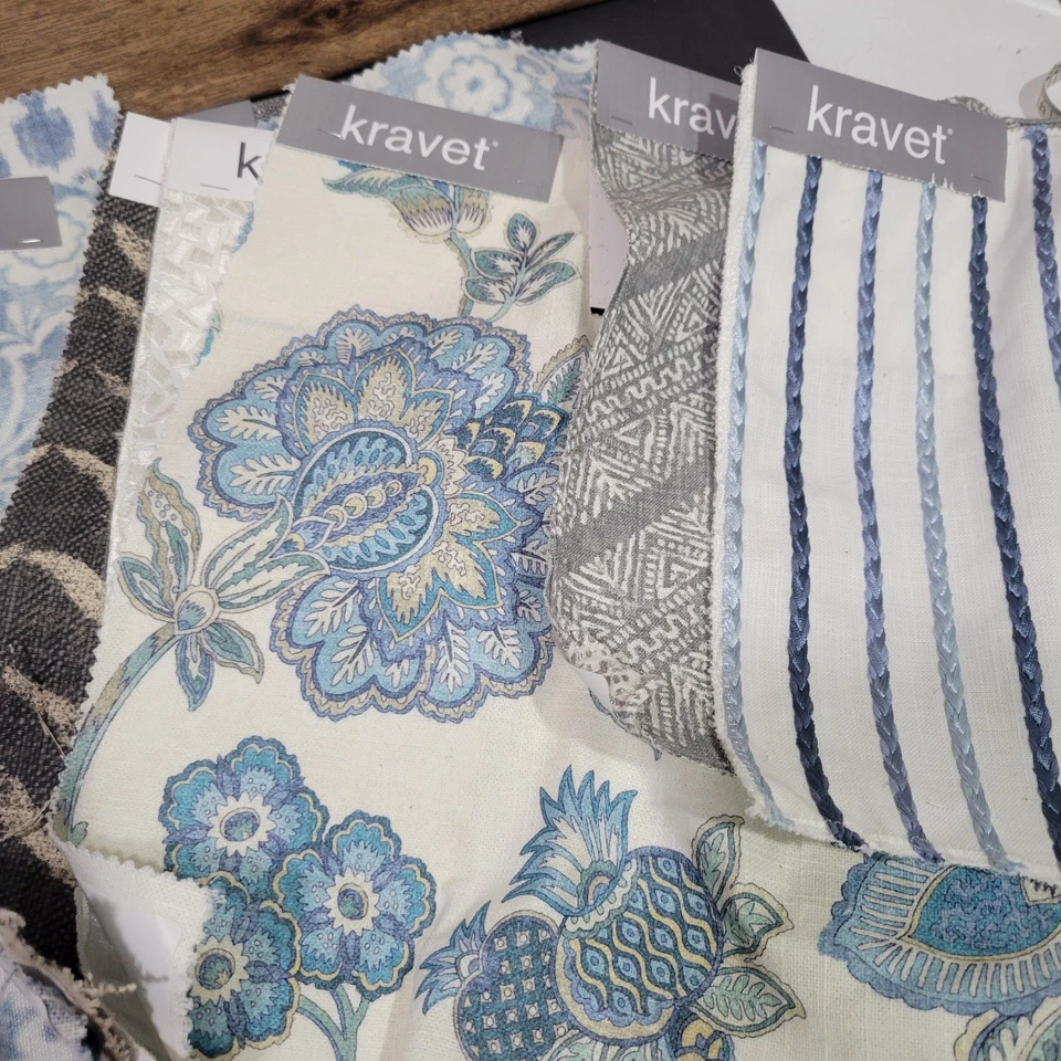 Kravet Upholstery Fabric Samples Cotton Embroidered Diy Fabric Lot Of 19 Pcs - Image 3 of 4