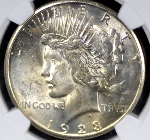 1923 S PEACE DOLLAR NGC MS 61 PLEASING SMOOTH AND CLEAR SOFT PUFFY WHITE SATIN