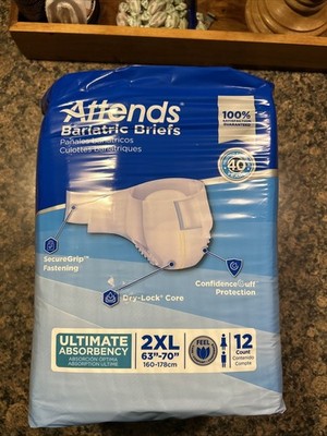 Attends Bariatric Incontinence Briefs Underwear Diapers Ultimate Absorbency 2XL
