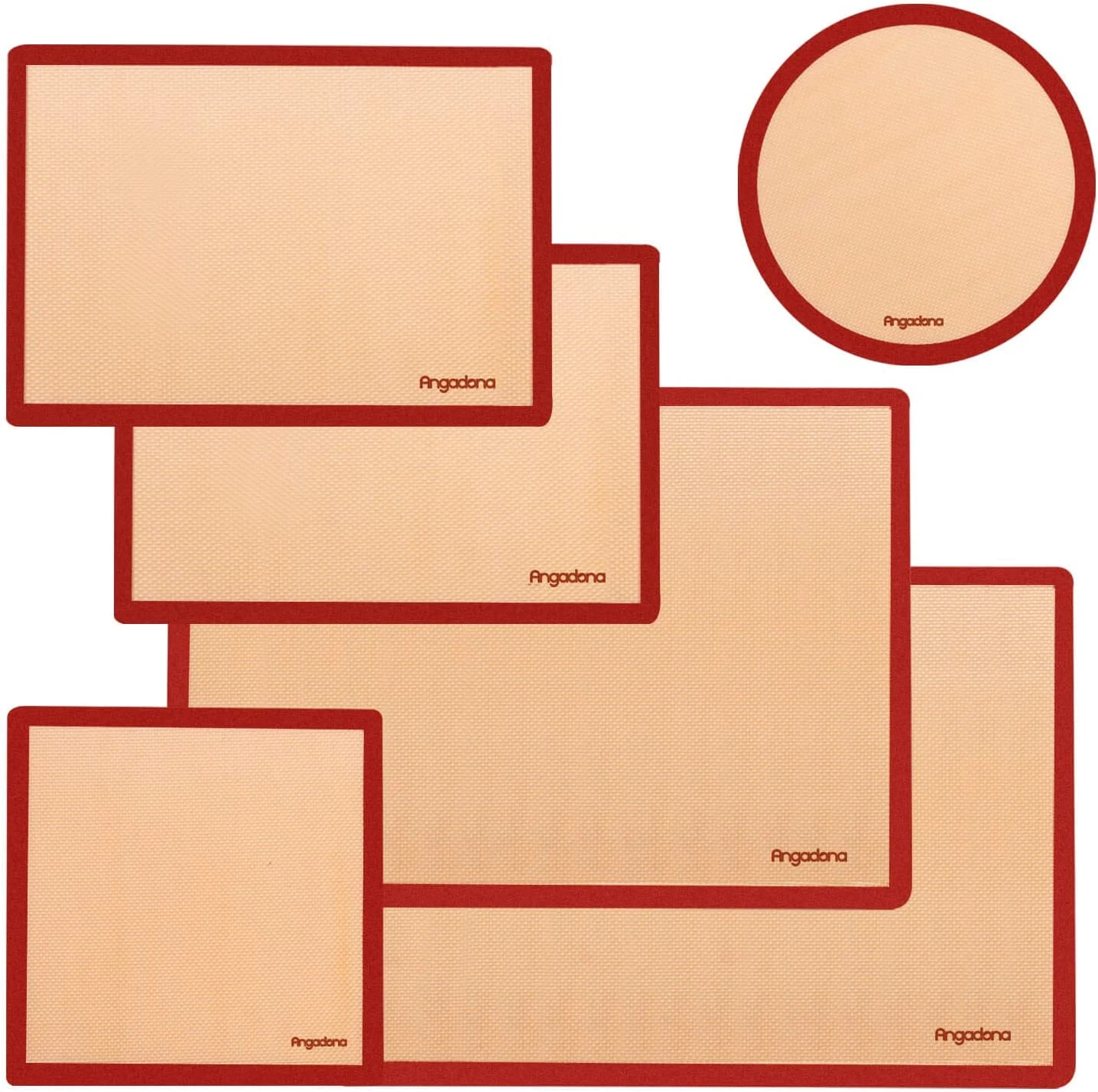 Silicone Baking Mats Set of 6-2 Half Sheets Mats + 2 Quarter Sheet Liner + 1 rou