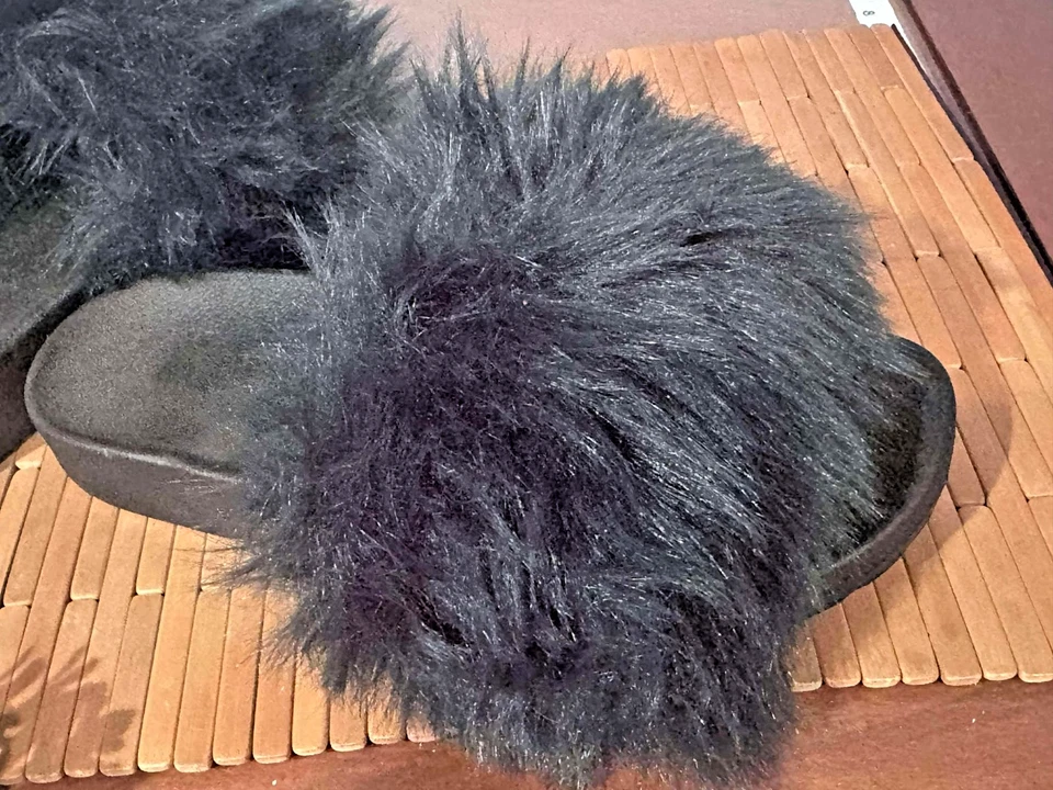  Toboganes de plumas de marabú negro para mujer talla 8 - Zapatillas glamurosas usadas Foto 3 de 4