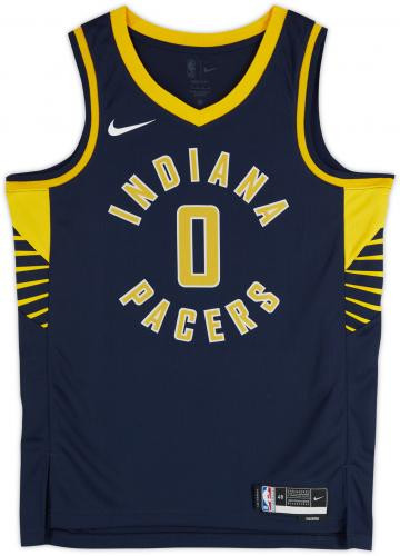 Tyrese Haliburton Indiana Pacers Autographed Nike Navy Icon Swingman Jersey - Picture 3 of 5