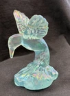 Vintage Fenton Iridescent Celeste Blue Hummingbird Figurine 4" Tall - Signed