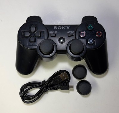 Authentic Sony Playstation 3 PS3 Genuine OEM Dualshock Black Controller With Usb