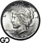 1922-S Peace Silver Dollar Gem BU, Lustrous White San Francisco Mint