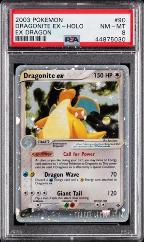 2003 POKEMON EX DRAGON #90 DRAGONITE EX-HOLO DRAGON PSA 8