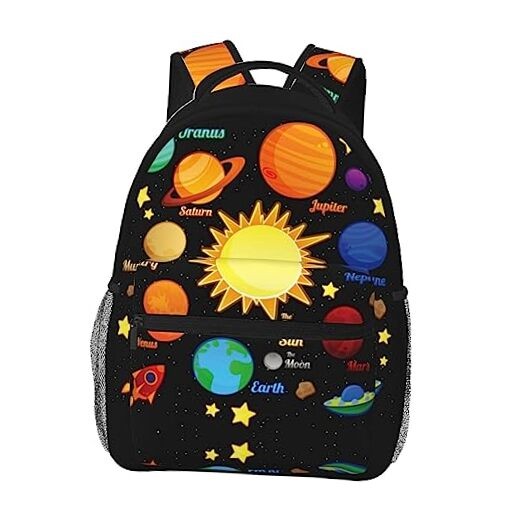 17 Inch Laptop Backpack for School Travel with Planets Design