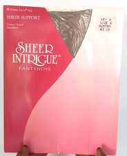 Vintage Sheer Intrigue Pantyhose Suntan Queen Q Sheer Support With Cotton Crotch