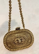 Metallic Evening Bag/Clutch with Beaded Strap