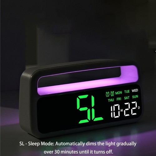 Digital Alarm Clock Desk Clock for Living Room Bedroom with Dimmer Night Light - Picture 3 of 13