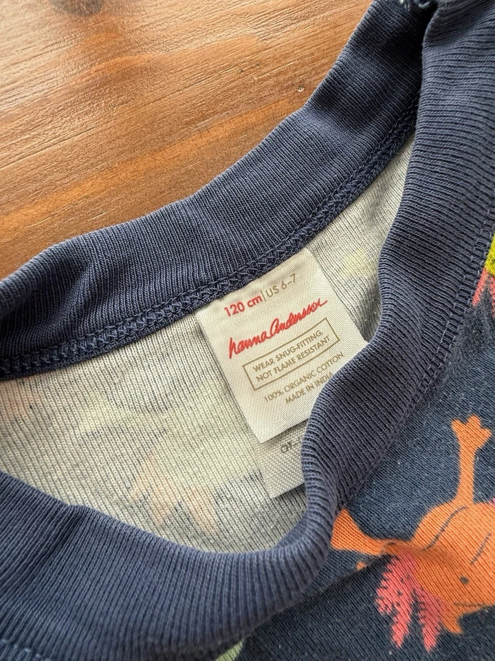 Hanna Andersson kids blue axolotl short sleeve pajama set girls size 6-7 120cm - Image 2 of 2