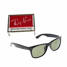 RAY-BAN NEW WAYFARER POLISHED BLACK / POLARIZED GREEN RB2132F 901/58 58mm