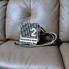 Christian Dior Trotter pattern number 2 shoulder bag Navy/White PCV Leather Used