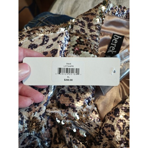Blazer Berek Estampado Leopardo Lentejuelas Nuevo con Etiquetas Talla XL Vegas Western Vaquera Club Sirena - Imagen 13 de 15