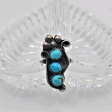 Vintage Navajo Sterling Silver Turquoise Cluster Corn Seed Ring Sz 5 3.91g