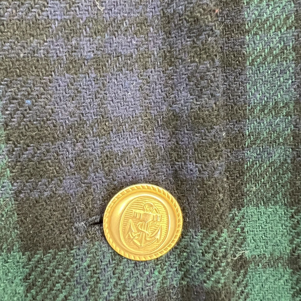 De colección J.G. Blazer Gancho Mujer 8P Lana Tartán Escocés Cresta Preppy Academia Foto 4 de 4