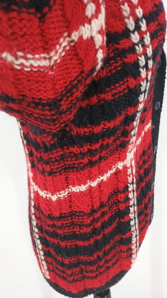 Cárdigan suéter de lana vintage Brooks Brothers rojo negro blanco para mujer talla XS Foto 4 de 4
