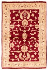 Hand-knotted Carpet 4'2" x 6'3" Traditional Dark Red Oriental Wool Area Rug