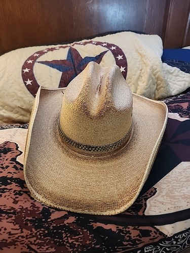 RESISTOL JASON ALDEAN AMARILLO SKY COWBOY HAT LARGE 7 3/8 BROWN LEATHER BAND**