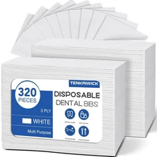Baberos dentales blancos 320 piezas 3 capas salon tatuajes clinica unicos uso