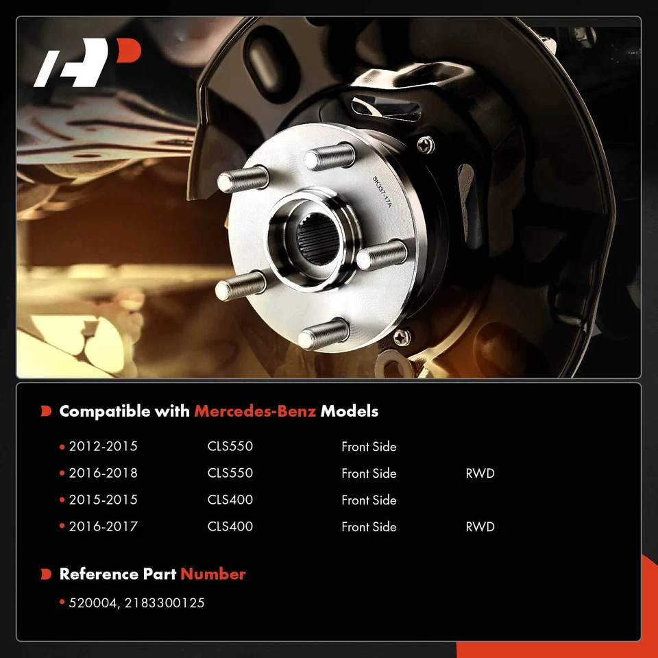 Conjunto de buje de cojinete de rueda delantero A-Premium 2x para Mercedes-Benz CLS400 15-17 CLS550 Foto 3 de 4