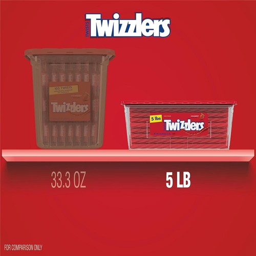 Twizzlers Twists Strawberry Flavored Licorice Style Low Fat Candy, Tub 5 lb - Picture 6 of 6