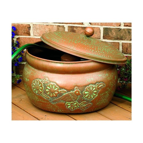 Contenedor de almacenamiento para olla con tapa marrón con soporte de manguera con motivo de pájaro de metal de 150 pies - Imagen 11 de 11