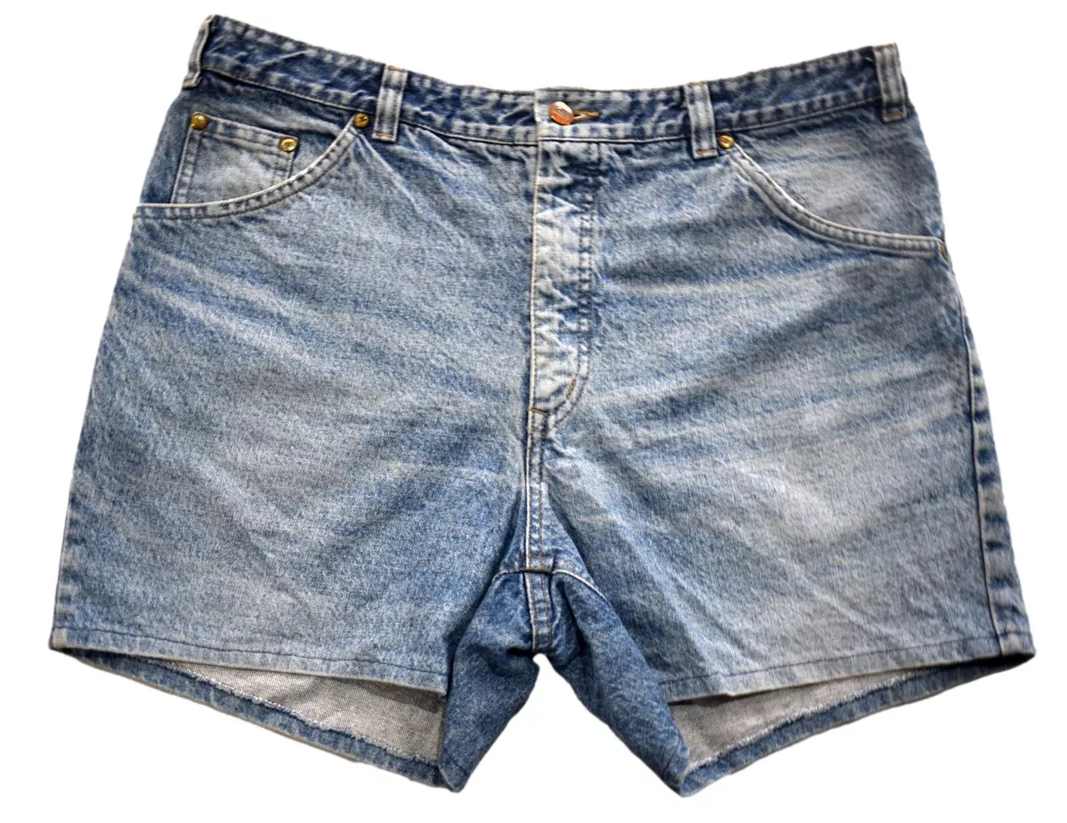 Mens Vintage 80s Faded Blue Denim Shorts Retro Festival 36