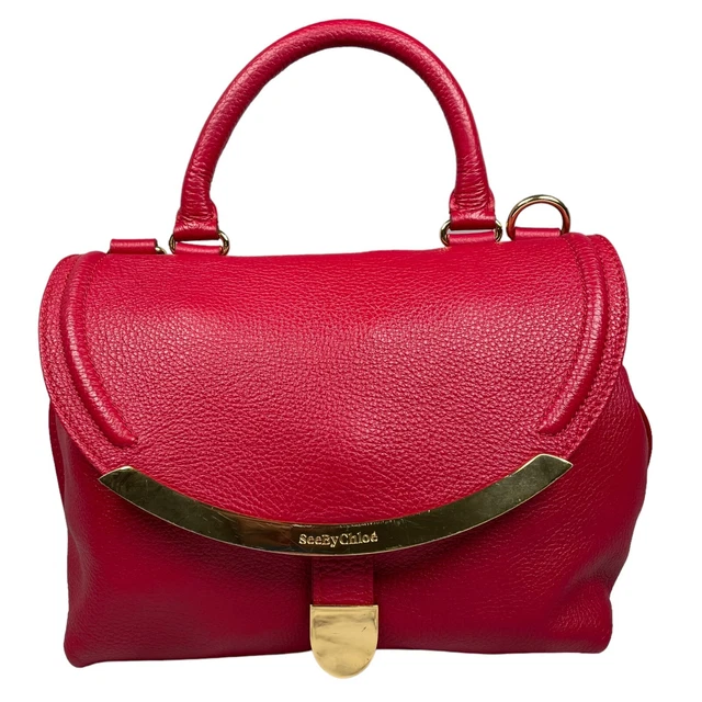 See by Chloe Lizzie Satchel Rouge Red Leather Top Handle 2 Way Crossbody