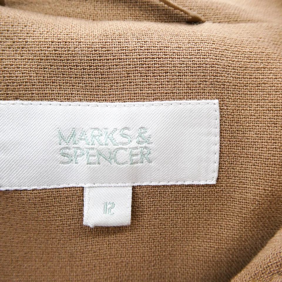 Marks & Spencer Jacket Womens Size 12 Beige Khaki Collared Lined Going Out Work - Image 4 of 4
