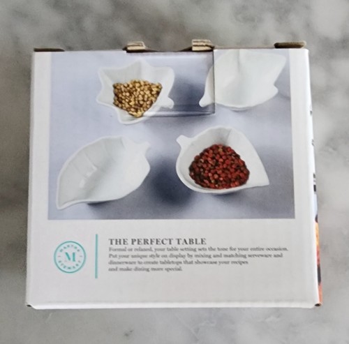 Martha Stewart 4 Pc Leaf Shapes Ceramic Tidbit Dish Set New Inbox Thanksgiving - Picture 8 of 9