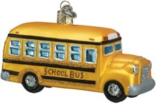 Yellow School Bus Glass Christmas Ornament Robert Stanley