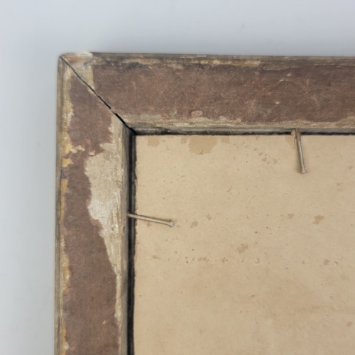 SCUOLA DEL XIX SECOLO Antico DIPINTO QUADRO TEMPERA SU CARTA MARINA CON CORNICE - Foto 8 di 8