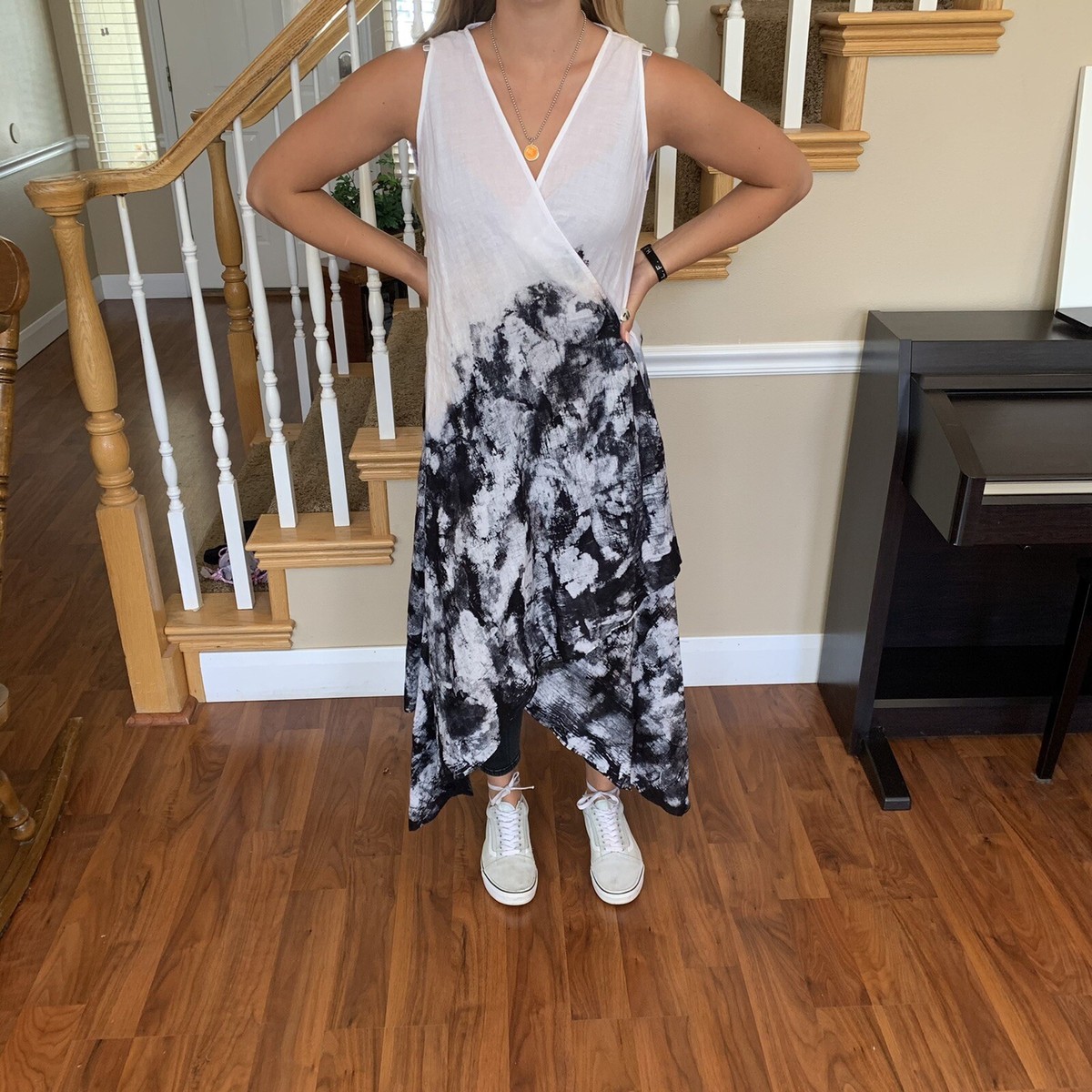 formal short flowy dress WRAP V-NECK MAXI DRESS WITH TIE AND PRINT – Loopy Wear main image 0