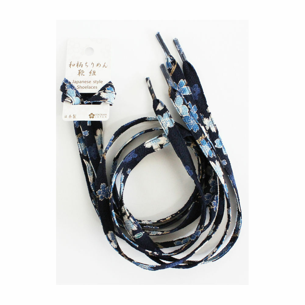 Japanese Chirimen Shoelaces for Sneakers 117cm 46inch (Navy) | eBay