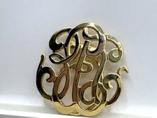Gold Tone Monogram Dress Or Scarf Clip
