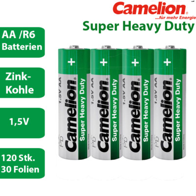 120 x Camelion R6 AA Mignon Batterie Super Heavy Duty 1,5V - Zink Kohle