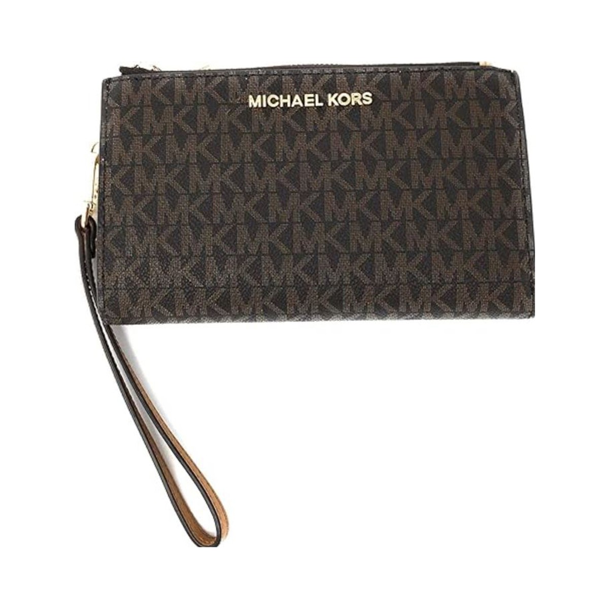 Michael Kors Jet Set Travel double Zip Wristlet Brown 35F8GTVW0B