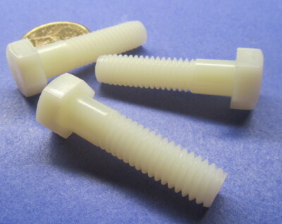 Cap Screw Bolt, Partial Thread, Nylon, Natural 3/8''-16 x 1.50'' Length, 25 pc
