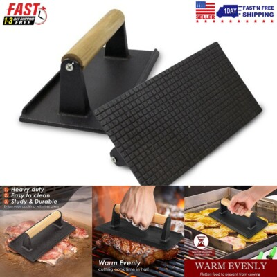 #ad Cast Iron Steak Press Bacon Weight BBQ Hamburger Grills Meat Presser Skillet $13.80