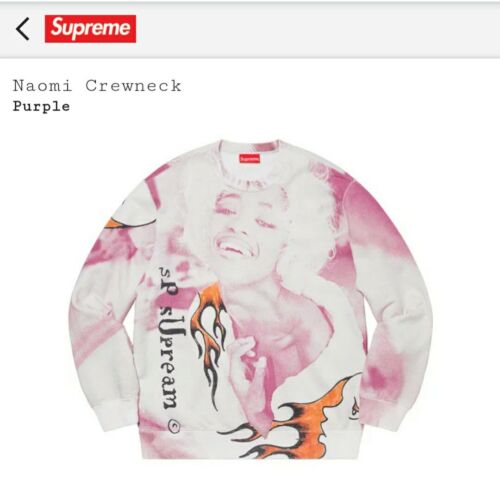 Sweat-shirt Supreme Naomi Crewneck XL violet rose neuf avec étiquettes DEADSTOCK - Photo 1/2