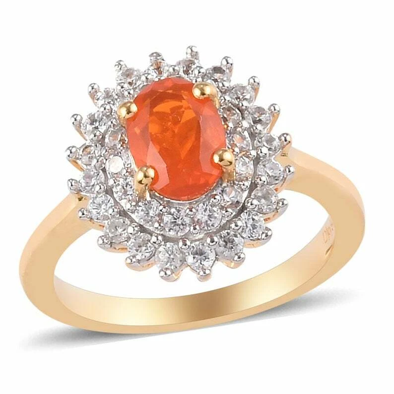 Mexican Fire Opal Engagement Ring Fire Opal Wedding Ring Fire Opal Ring  - Image 2 of 4