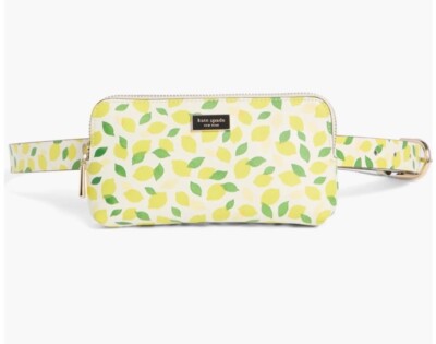 Kate Spade Zip Top Leather Belt Bag Lemon Print Fanny Pack NWT S/M