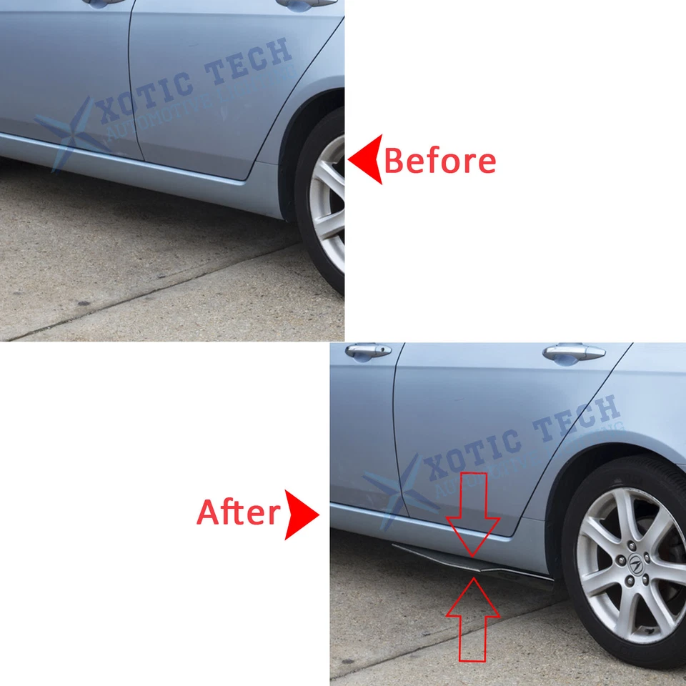 Extensión difusores de ala de faldón lateral trasero textura fibra de carbono universal 2 piezas Foto 2 de 4