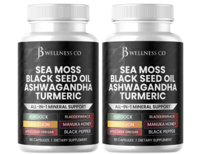 Black Seed Oil 2000mg Ashwagandha 1000mg,SEA MOSS 3000mg,Vitamin C Vitamin D3 wi