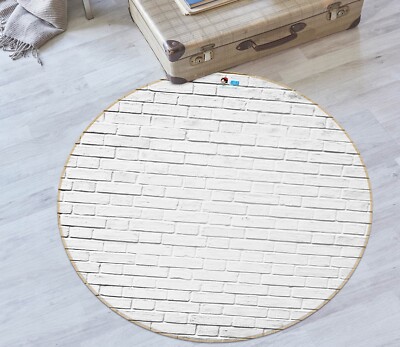 3D Weiß Ziegel M6799 Spiel Teppich Mat Runden Elegant Foto Teppich Romy