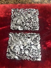 Vintage Musi Silver Tone Floral Design Shoe Buckle Clip-on Leaves Art Nouveau
