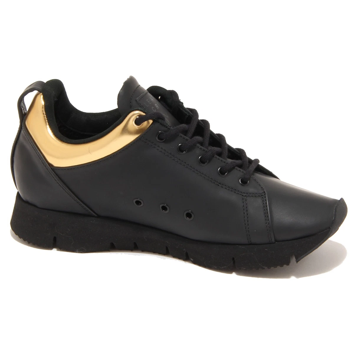 7953N sneaker LEATHER CROWN nero oro scarpe donna shoes women