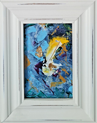 ORIGINAL MARIO MENDOZA ÖL LEINWAND TÄGLICH ABSTRAKT GEMÄLDE GERAHMT KUNST NEU DEKOR